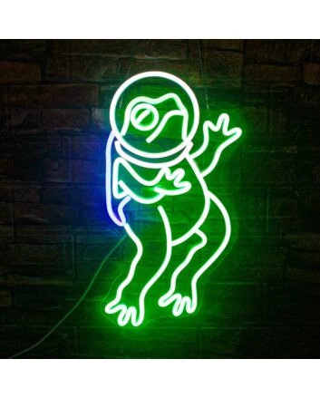 Bring a Cosmic Touch to Your Space: Astronaut Frog Neon Sign for Home, Office, and Party Ambiance