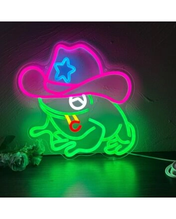 Light Up Your Space with a Touch of Whimsy: Frog In A Cowboy Hat Neon Sign for Bars, Home Decor, and Unique Celebrations
