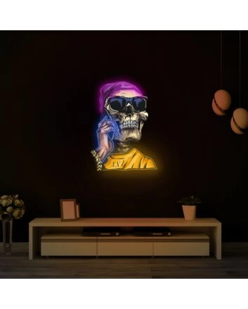 Brighten Up Your Bar, Office, or Game Room with Skull Mob UV Light Neon Art LED Illumination.