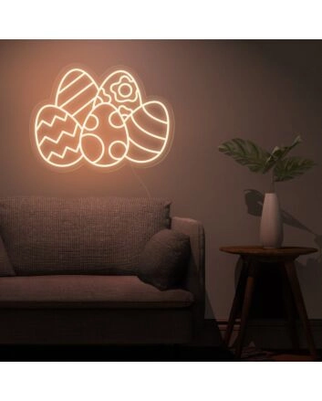 Brighten Your Easter Celebrations and Decor: Colorful Eggs Easter Neon Sign for Home, Storefront, and Spring Events
