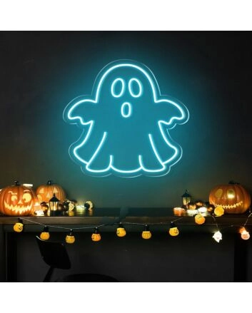 Brighten Up Your Halloween Bash and Spooky Home Decor with the Cute Ghost Halloween Neon Sign.