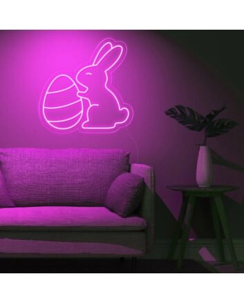 Brighten Up Your Easter Celebrations and Kids' Rooms with the Easter Eggs Bunny Cute Neon Sign.