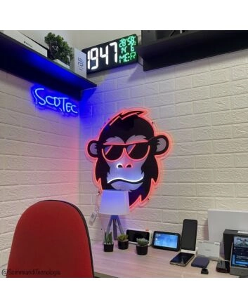 Brighten Your Bar, Office, and Home Decor with the Hip Monkey With Glasses Magic LED UV Neon Sign