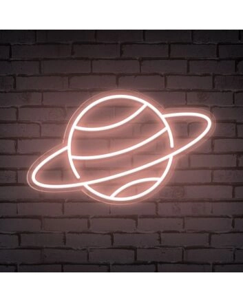 Brighten Your Bedroom, Playroom, or Theme Party Ambiance with the Whimsical Planet Cute Space Neon Sign.