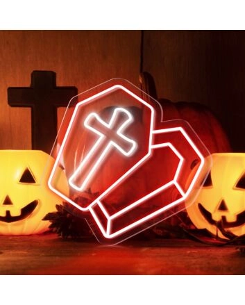 Brighten Up Your Halloween Festivities and Themed Events with the Semi Open Coffin Halloween Neon Sign