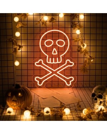 Brighten up your Halloween Bash or Haunted House decor with the Spooky Skeleton Skulls Neon Sign.
