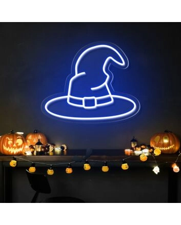 Brighten Up Your Home, Office, or Halloween Event with the Enchanting Wizard Magic Hat Neon Sign.
