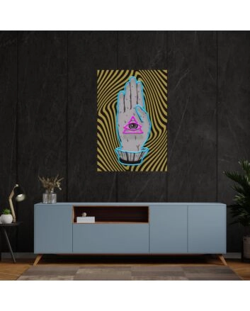 Brighten Your Space with the Hand With All Seeing Eye Pyramid Led UV Neon Sign - Perfect for Home Decor, Office Ambiance, and Themed Parties
