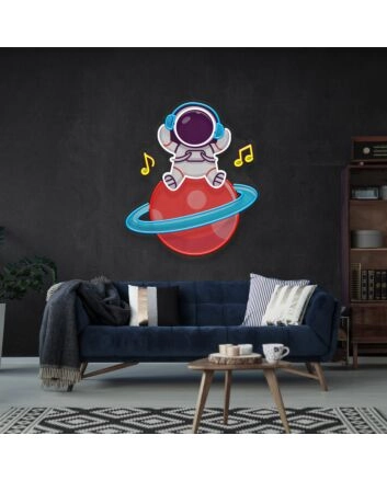 Light Up Your Events: Music Astronaut Custom Led Uv Neon Sign Artwork for Bars, Weddings, and Home Decor.