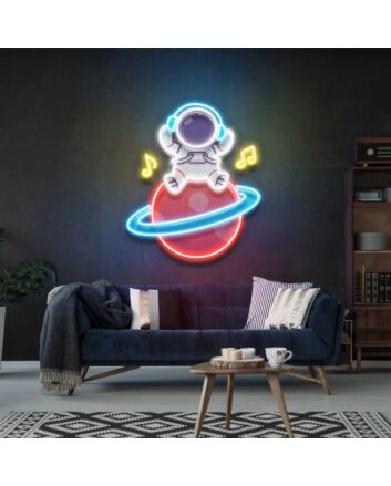 Light Up Your Events: Music Astronaut Custom Led Uv Neon Sign Artwork for Bars, Weddings, and Home Decor.