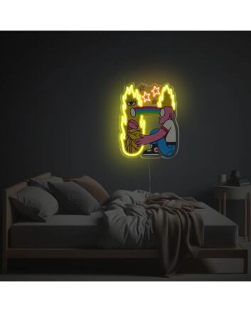 Brighten Your Home, Office, or Art Studio Ambiance with Man Exchanging Mind With Fire LED Neon Acrylic Artwork
