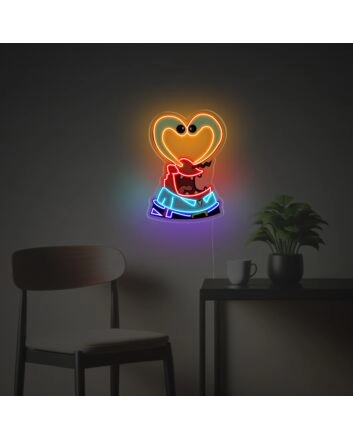 Brighten Up Your Bar and Wedding Ambiance with Mr Crab Heart Shaped Eyes LED Neon Acrylic Artwork.