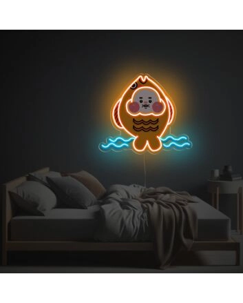 Brighten Up Your Bar, Home, and Special Events with Orange Cheeky Fish LED Neon Acrylic Artwork.