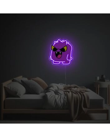 Brighten Up Your Bar, Party, and Teen Room with Purple Monster LED Neon Acrylic Artwork.