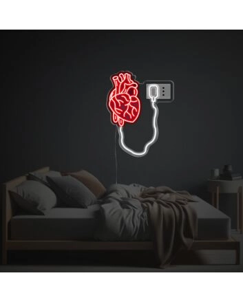Brighten Your Bar, Office, or Wedding: The Recharging Human Heart LED Neon Acrylic Artwork Adds Unique Ambiance