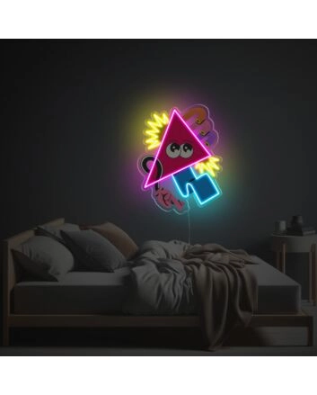 Brighten Up Your Space: Shining Triangle Girl LED Neon Acrylic Artwork Perfect for Bars, Home Decor, and Office Ambience.