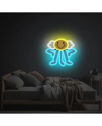 Bring a Whimsical Glow to Your Bar, Bedroom, or Office with Smily Guy With Three Legs LED Neon Acrylic Artwork.