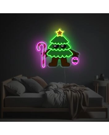 Brighten Up Your Festivities: Standing Christmas Tree Boy LED Neon Acrylic Artwork Perfect for Home Decor, Office Celebrations, and Holiday Parties.