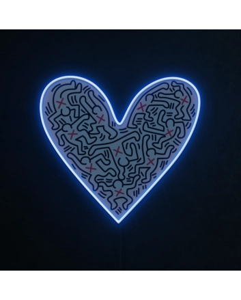 Heart &amp; UV Print Pattern Neon Sign