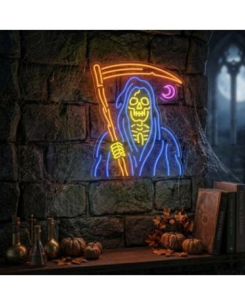 Elevate Your Halloween Decor or Themed Events with the Grim Reaper LED Neon Sign.