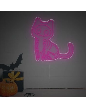 Spookify Your Space: Halloween Cat X-Ray LED Neon Sign for Home Decor, Parties, and Haunted Houses
