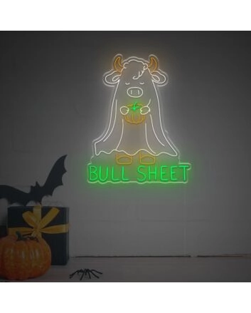 Brighten Up Your Halloween Festivities at Home, Office, or Bar with the Halloween Ghost Bull Sheet With Pumpkin LED Neon Sign