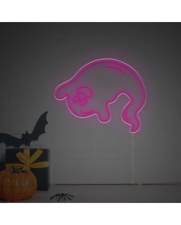 Brighten Your Spooky Celebrations and Decor: Halloween Happy Ghost LED Neon Sign for Home, Office, and Themed Parties