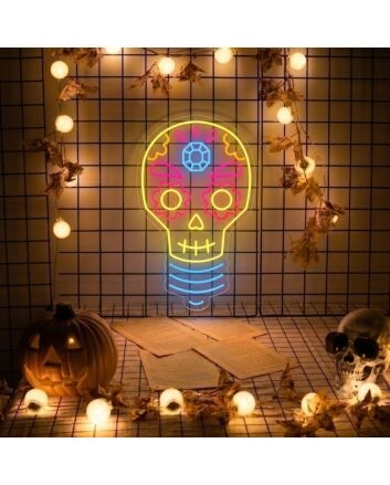 Set a Spooky Vibe for Halloween Parties and Haunted Houses with the Halloween Skull Light Bulb LED Neon Sign
