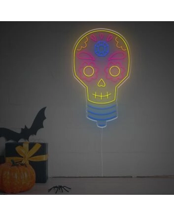 Set a Spooky Vibe for Halloween Parties and Haunted Houses with the Halloween Skull Light Bulb LED Neon Sign