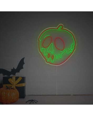 Brighten Up Your Halloween Bash or Themed Bar with the Spooky Halloween Skull Pision Apple LED Neon Sign.