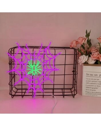 Transform Your Space into a Hauntingly Stylish Area with the Spider Web and Spider LED Neon Sign - Perfect for Halloween Decor, Themed Bars, and Eccentric Home Accents.