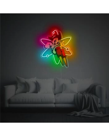 Brighten Up Your Space: Astro In Atomic Structure LED Neon Acrylic Artwork - Perfect for Office, Home Decor, and Trendy Bars.
