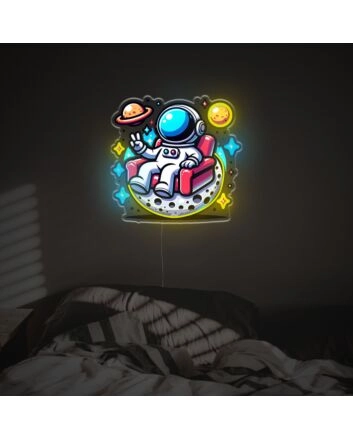 Elevate Your Space: Astronaut Sitting On The Sofa LED Neon Acrylic Artwork Perfect for Home Decor, Bars, and Cool Office Environments.