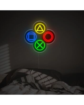 Elevate your game room, bar, or teen's bedroom with the vibrant Gamepad Buttons Signs LED Neon Acrylic Artwork.