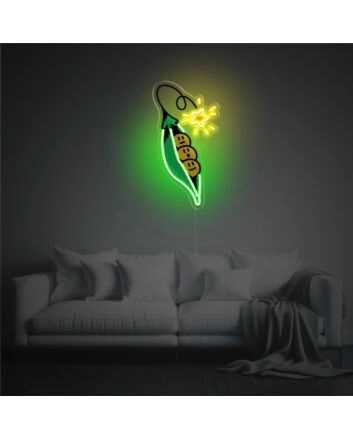 Brighten Your Spaces: Pea With Yellow Shining Star LED Neon Acrylic Artwork Ideal for Home Decor, Office Ambiance, and Storefronts