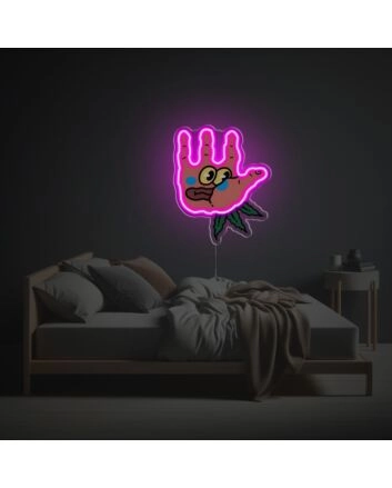 Add a Vibrant Touch to Your Office, Bar, or Game Room with Punched Hand Guy LED Neon Acrylic Artwork.