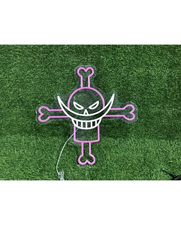Add a Swashbuckling Glow to Your Bar, Themed Party, or Man Cave with the Pirate Head With Bone Cross LED Neon Sign.