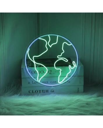 Brighten up your office, store, or bar ambiance with The Earth Outline LED Neon Sign.