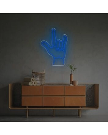 Elevate Your Bar, Man Cave, or Music Room Ambiance with the Rock And Roll Gesture LED Neon Sign.