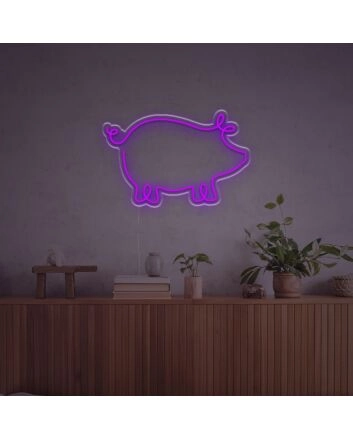 Brighten Up Any Space - Home, Bar, or Office with the Pig Line Drawing LED Neon Sign.