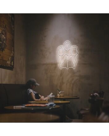 Brighten Your Space: Three Budding Flowers LED Neon Sign for Home Decor, Office Ambiance, and Celebratory Events.