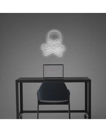 Brighten Up Your Bar or Halloween Bash: Skull With Bones LED Neon Sign Adds a Spooky Glow.