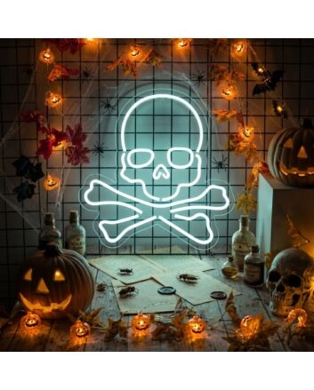 Brighten Up Your Bar or Halloween Bash: Skull With Bones LED Neon Sign Adds a Spooky Glow.