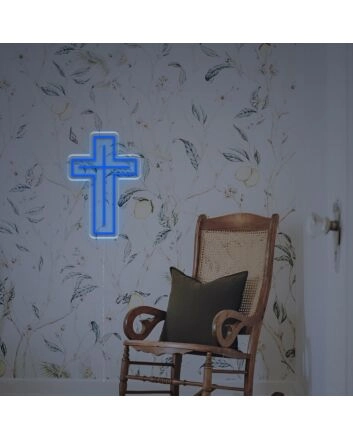 Brighten Your Sacred Spaces and Celebrations: Cross for Room Decor LED Neon Sign for Home, Weddings, and Spiritual Gatherings.