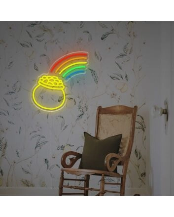 Brighten Your Bar, Wedding, or Home Decor with the Pot Of Gold With Rainbow LED Neon Sign.