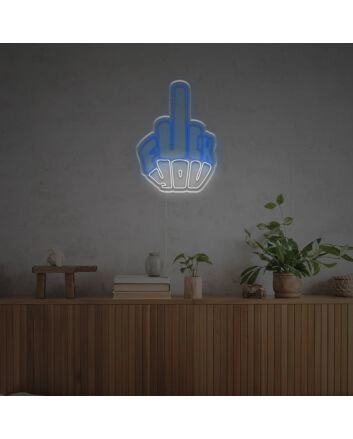 Elevate Your Bar or Gaming Space with the Bold Statement of Fxck You In Middle Finger Shaped LED Neon Sign.