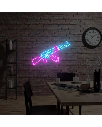 Brighten Up Your Game Room and Add Flair to Parties with the Ak47 Gun Neon Sign For Wall Decoration.