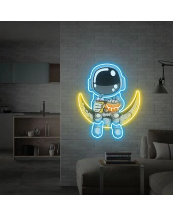 Brighten Up Your Space: Astronaut Hamburger UV Neon Sign for Bars, Bedrooms, and Parties