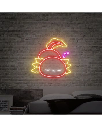 Brighten Up Your Bedroom, Game Room, or Den with the Axolotl Neon Sign: The Ultimate Axolotl Sleeping Hologram Light LED Neon Sign for Trendy Decor.