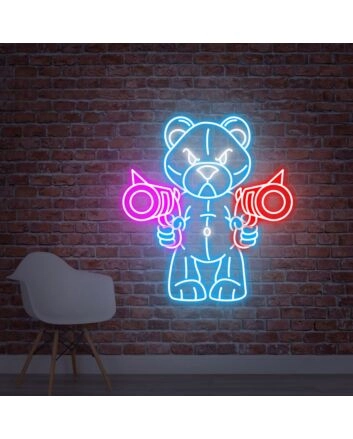 Brighten Your Man Cave, Game Room or Bar with the Bear Neon Signs Violent Bear With Double Guns Neon Sign